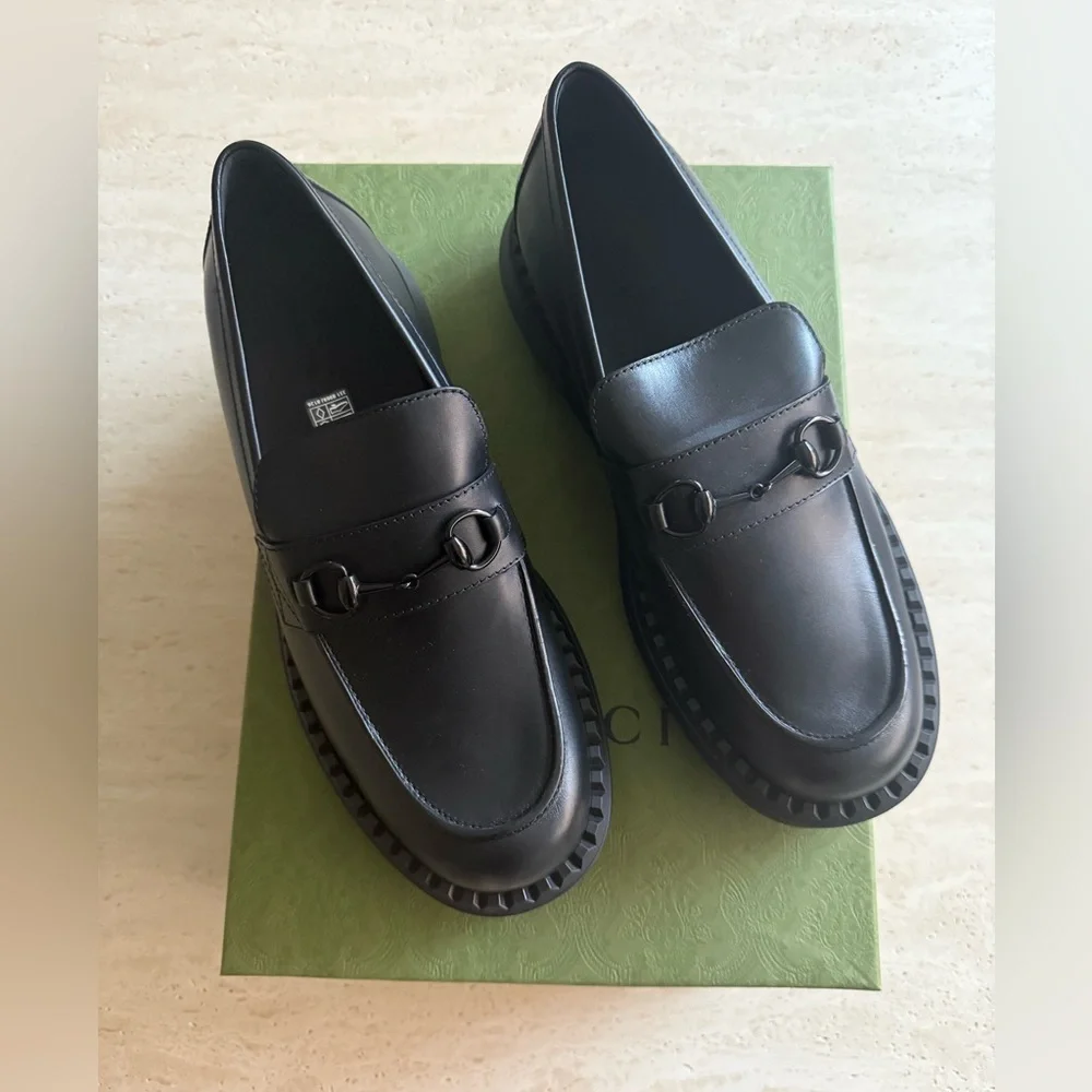 NWB GUCCI Gucci Horsebit Leather Loafers 'All Black' Designer Size/12